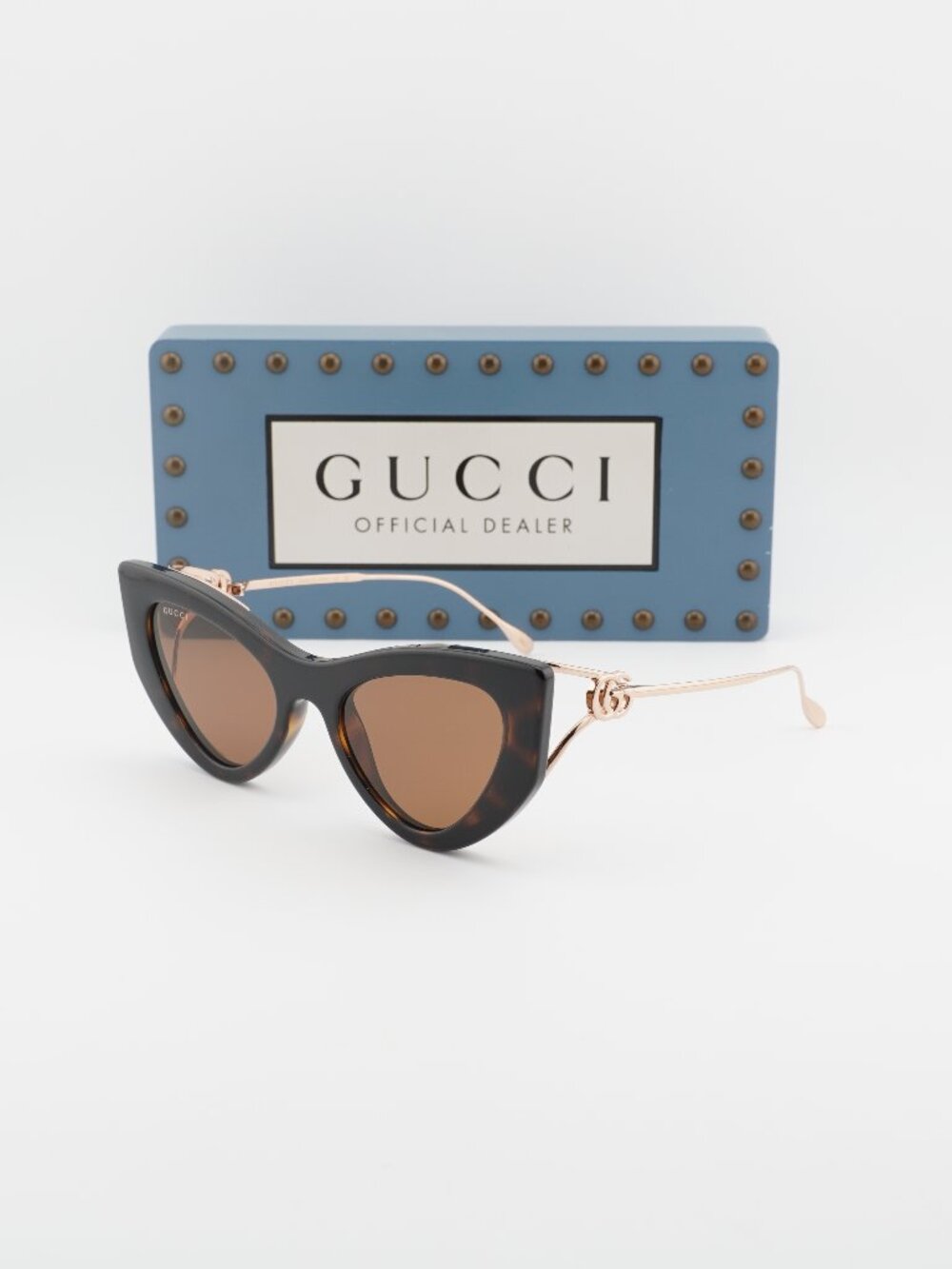 Gucci GG1565S 002 Cat Eye Sunglasses - Havana / Gold / Brown